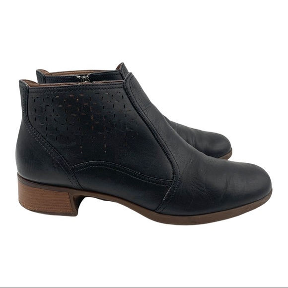 Dansko Shoes - Dansko Liberty Black Leather Laser Cut Ankle Booties